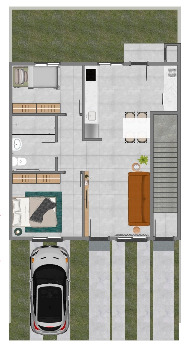 Planta do apartamento térreo PNE do Residencial Ravena