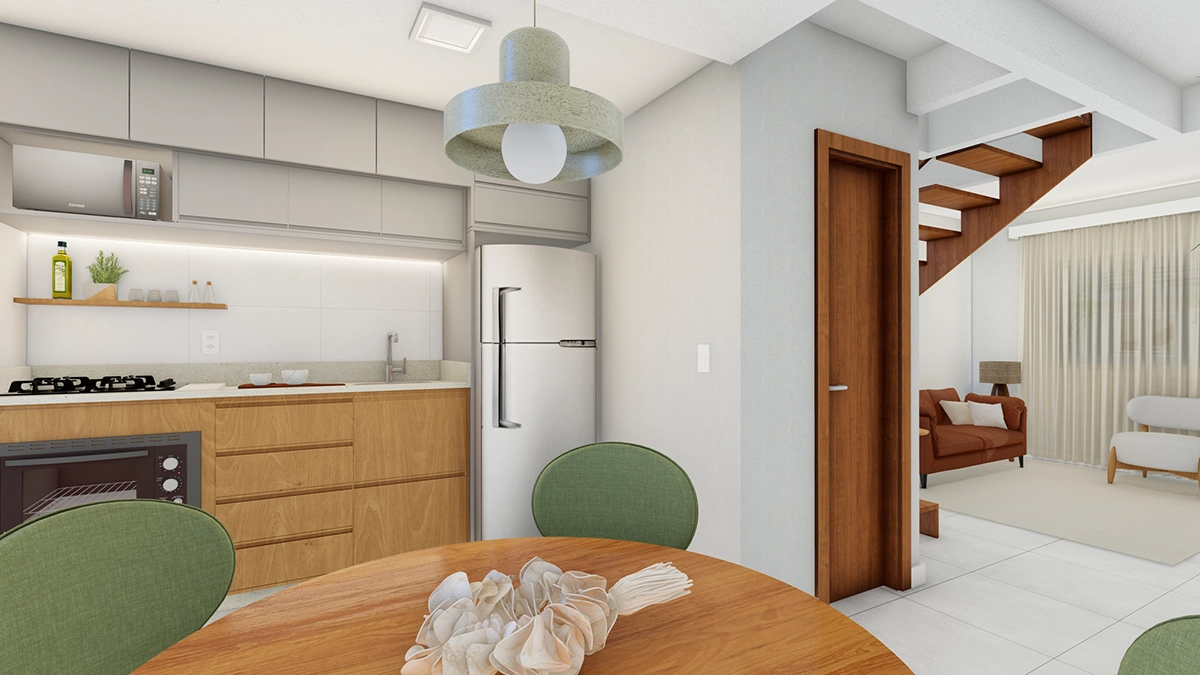 Cozinha integrada com sala de estar