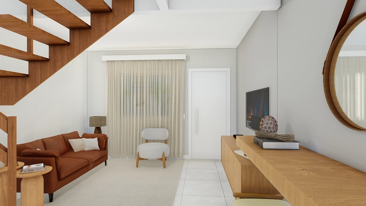 Sala de estar com escada